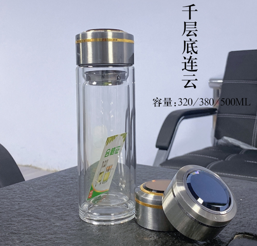 千层底连云双层玻璃杯子
