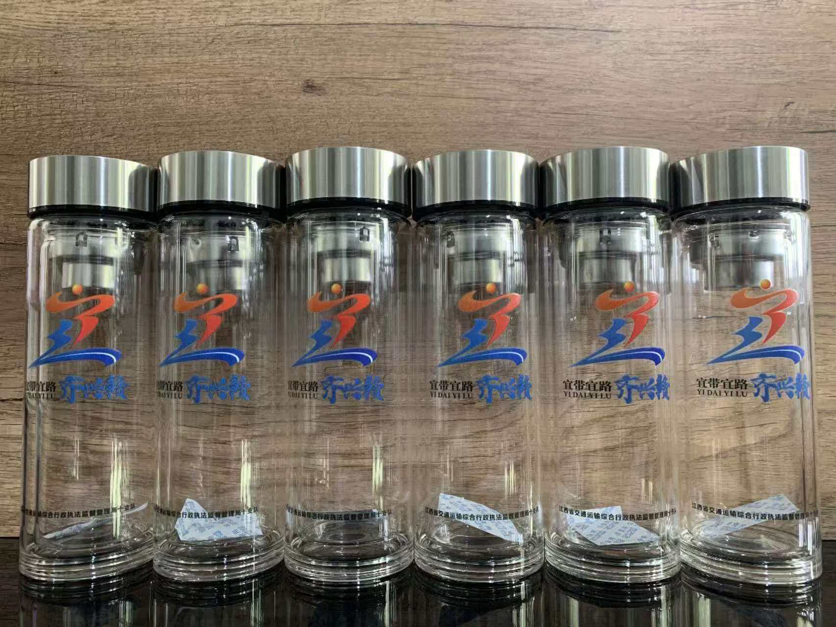 交通运输行业双层玻璃杯印字定制效果案例